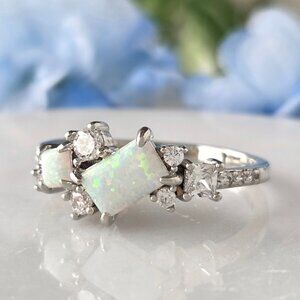 Opal and Swarovski crystal ring, Charmed Aroma